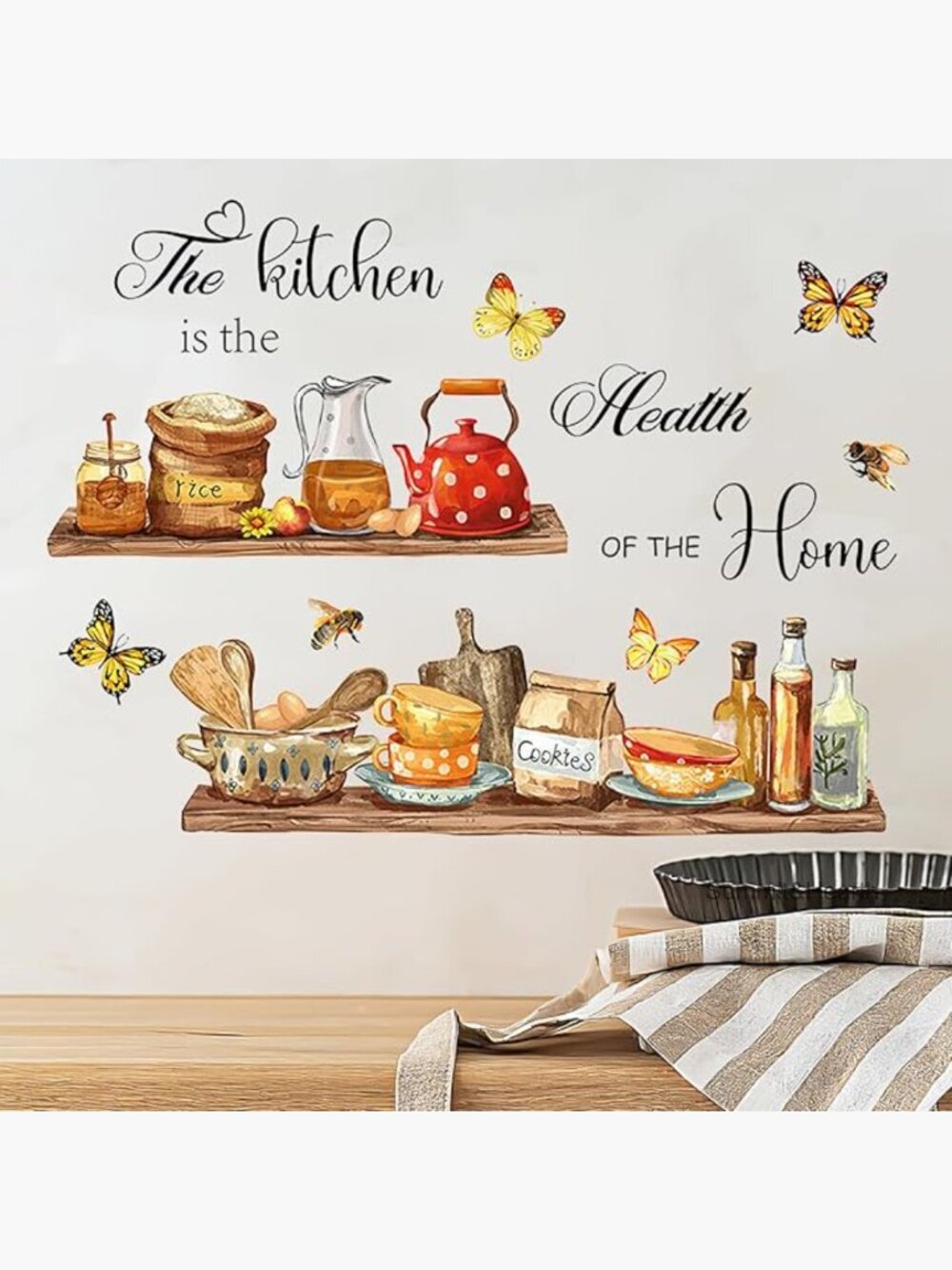 Kitchen Food Wall Stickers Peel and Stick Decor 90x30cm PVC